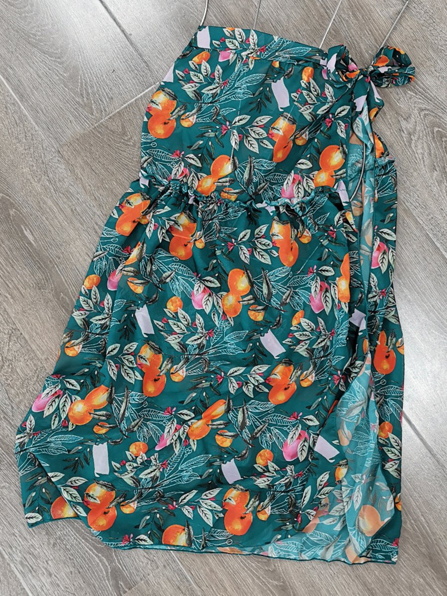 Print Strapless High Waist Bikini Set