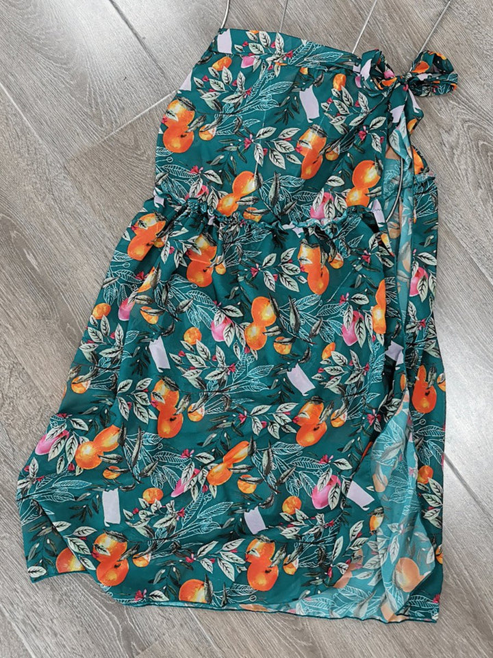 Print Strapless High Waist Bikini Set