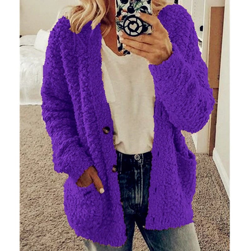 CQI Autumn And Winter Plus Size Cardigan Casual Velvet Short Jacket