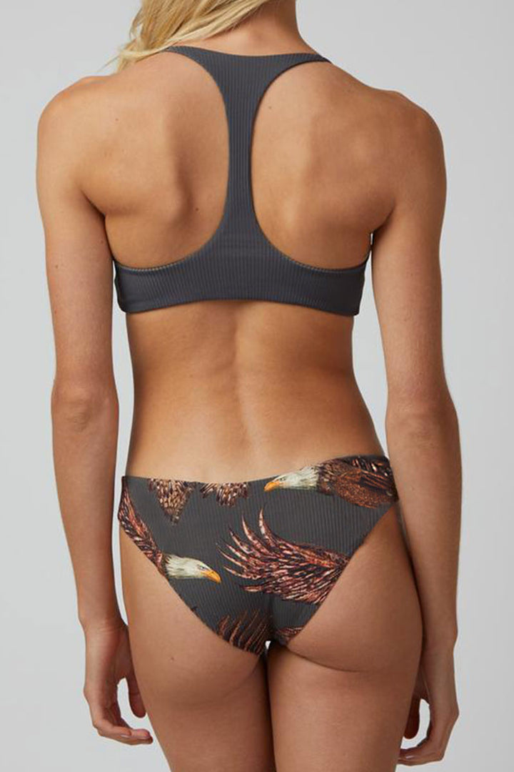 Print Dark Grey Two Pieces Swimsuit