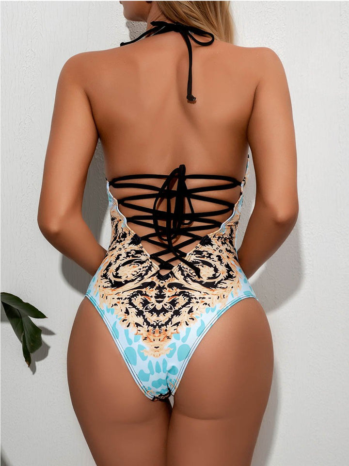 Vintage printed swimsuit one piece