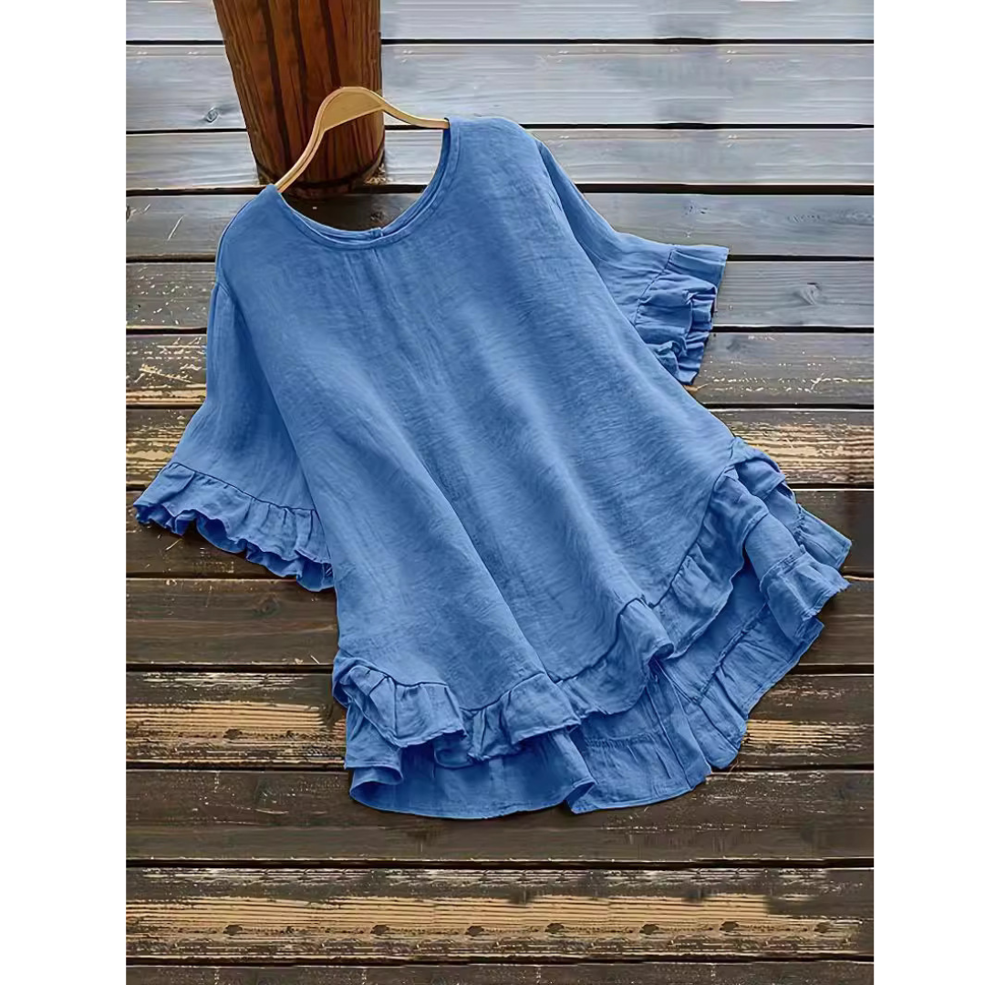 EVITAT - Simple Plus Size Ruffle Hem