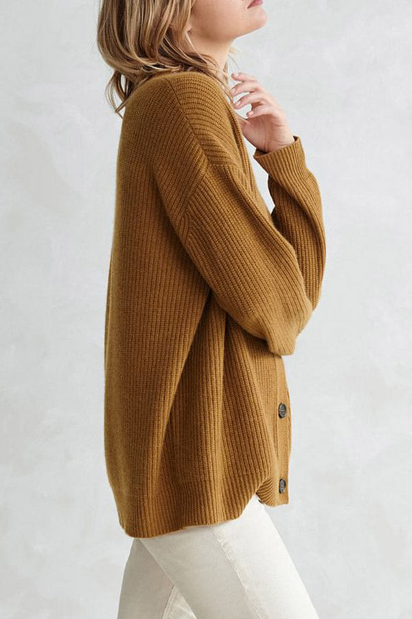Mountain View Knit Ribbed Button Relaxed Cardigan