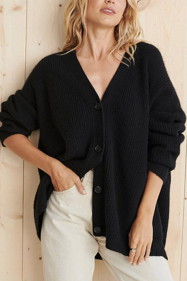 Mountain View Knit Ribbed Button Relaxed Cardigan