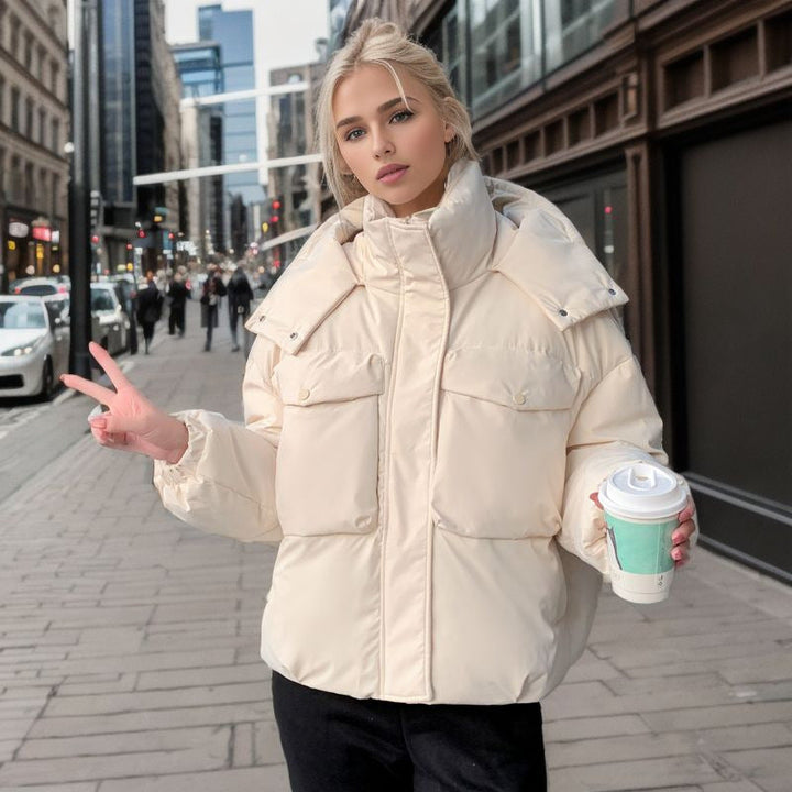 women's short pocket workwear cotton coat