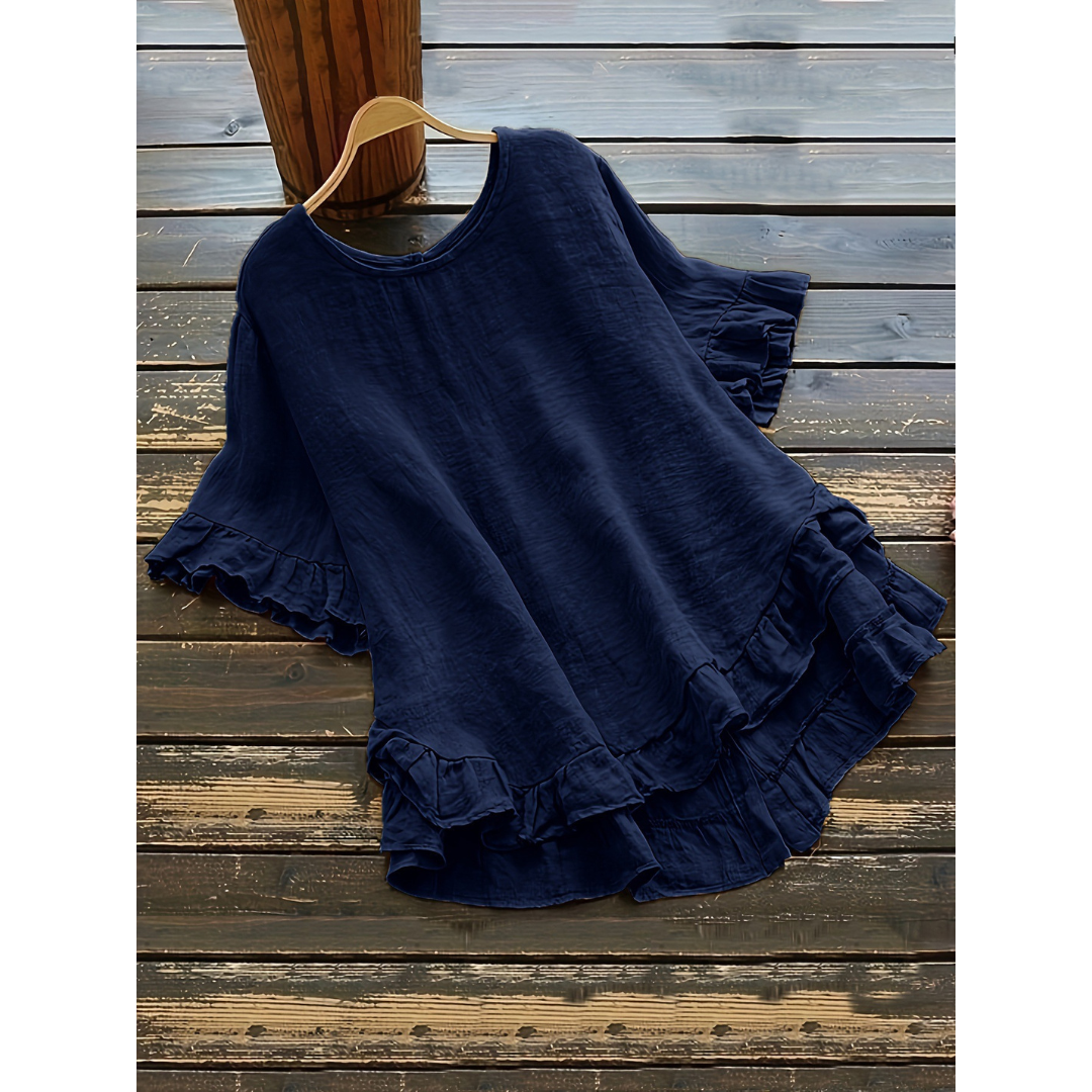 EVITAT - Simple Plus Size Ruffle Hem