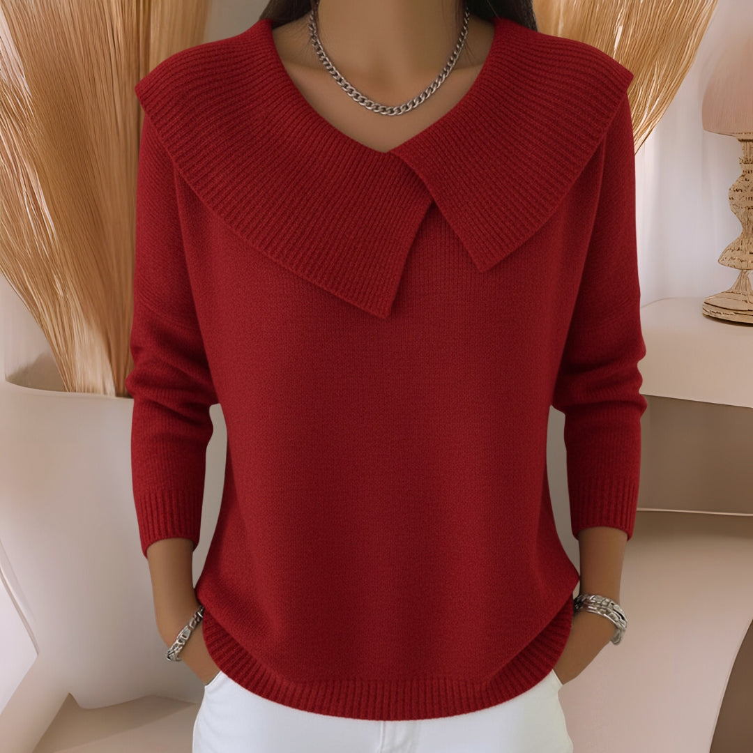 Jennifer Knit Sweater with Soft Collar
