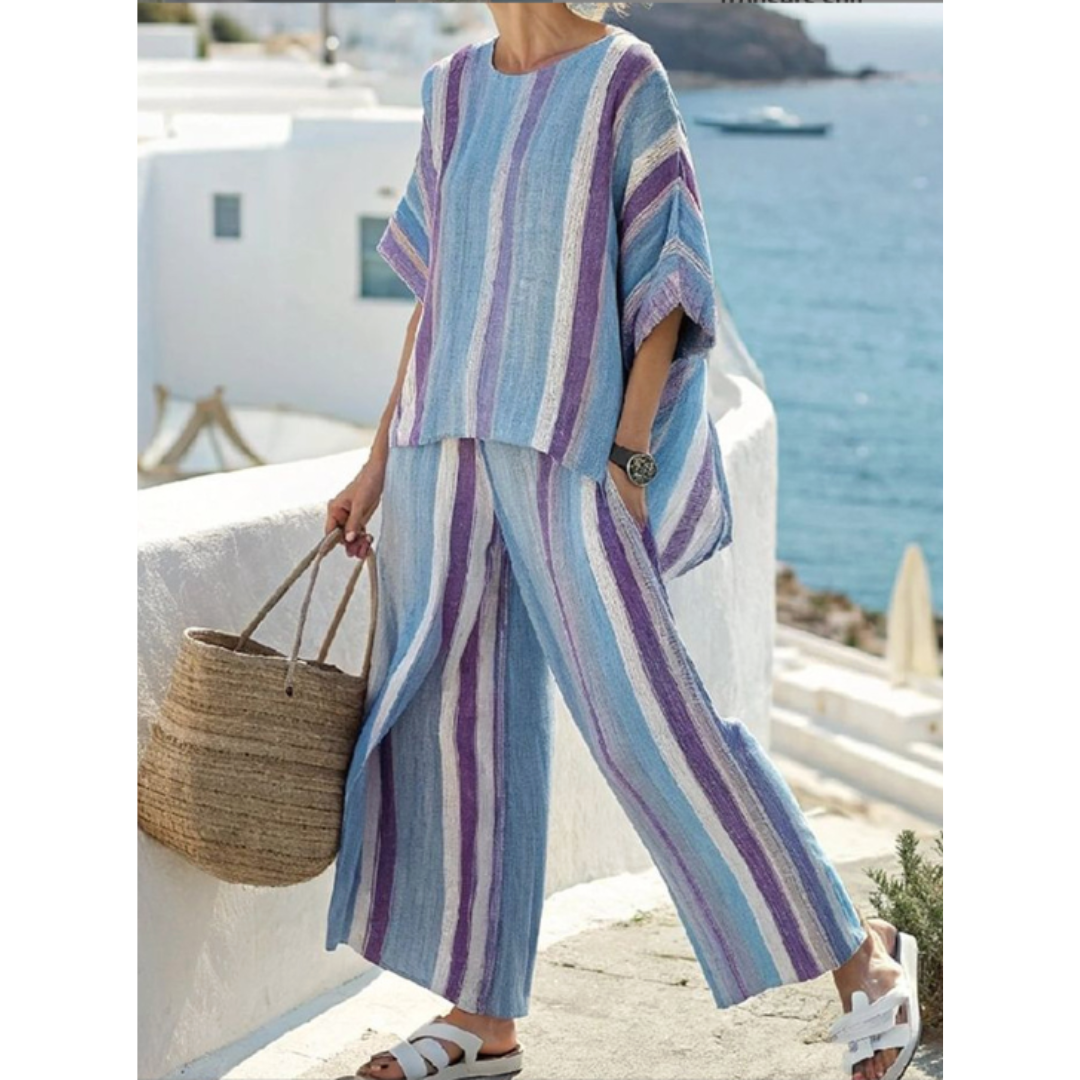Marina  BLUE | Striped Two-Piece Set