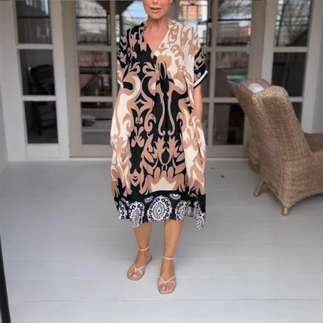 Amanda | Bohemian Printed Dress – Relaxed, Artistic &amp; Effortless