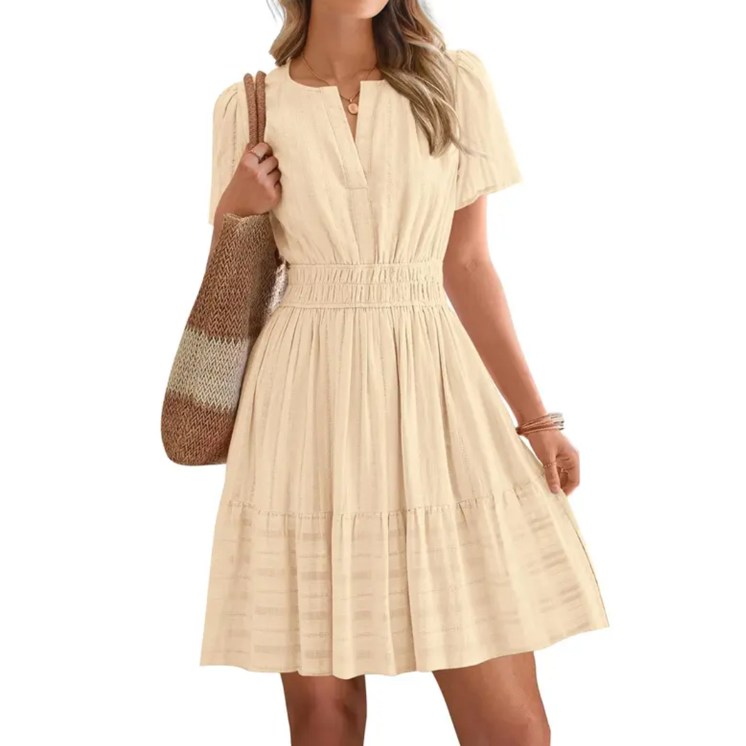 BLOSSOM™ – Boho V-Neck Mini Dress