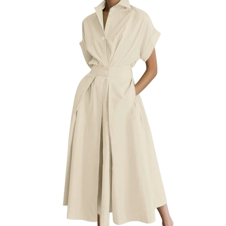 CLARETTE™ – Polished Lapel Shirt Dress