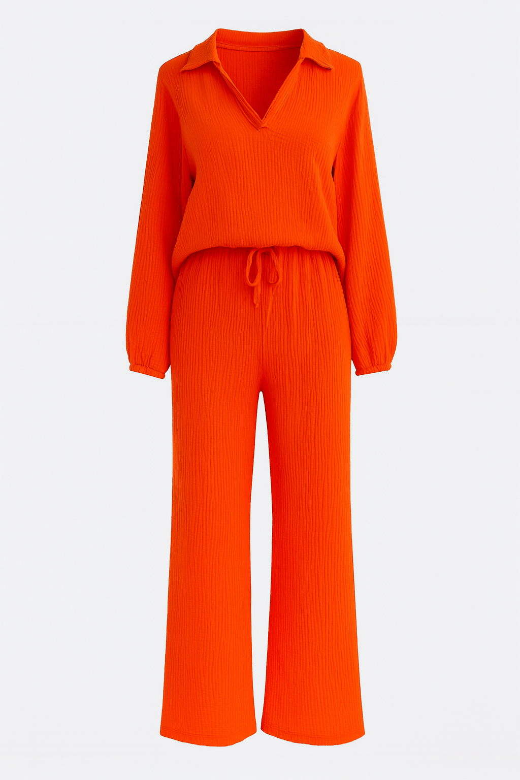 Kendra | V-Neck Long-Sleeve Wide-Leg Two-Piece Set