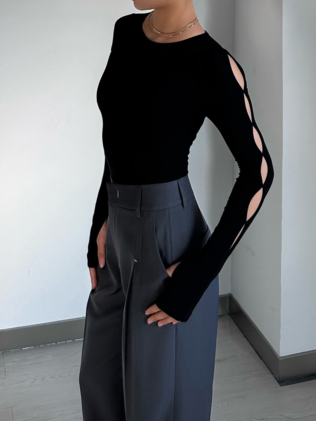 Jamie Keyhole Cutout Long Sleeve Bodysuit