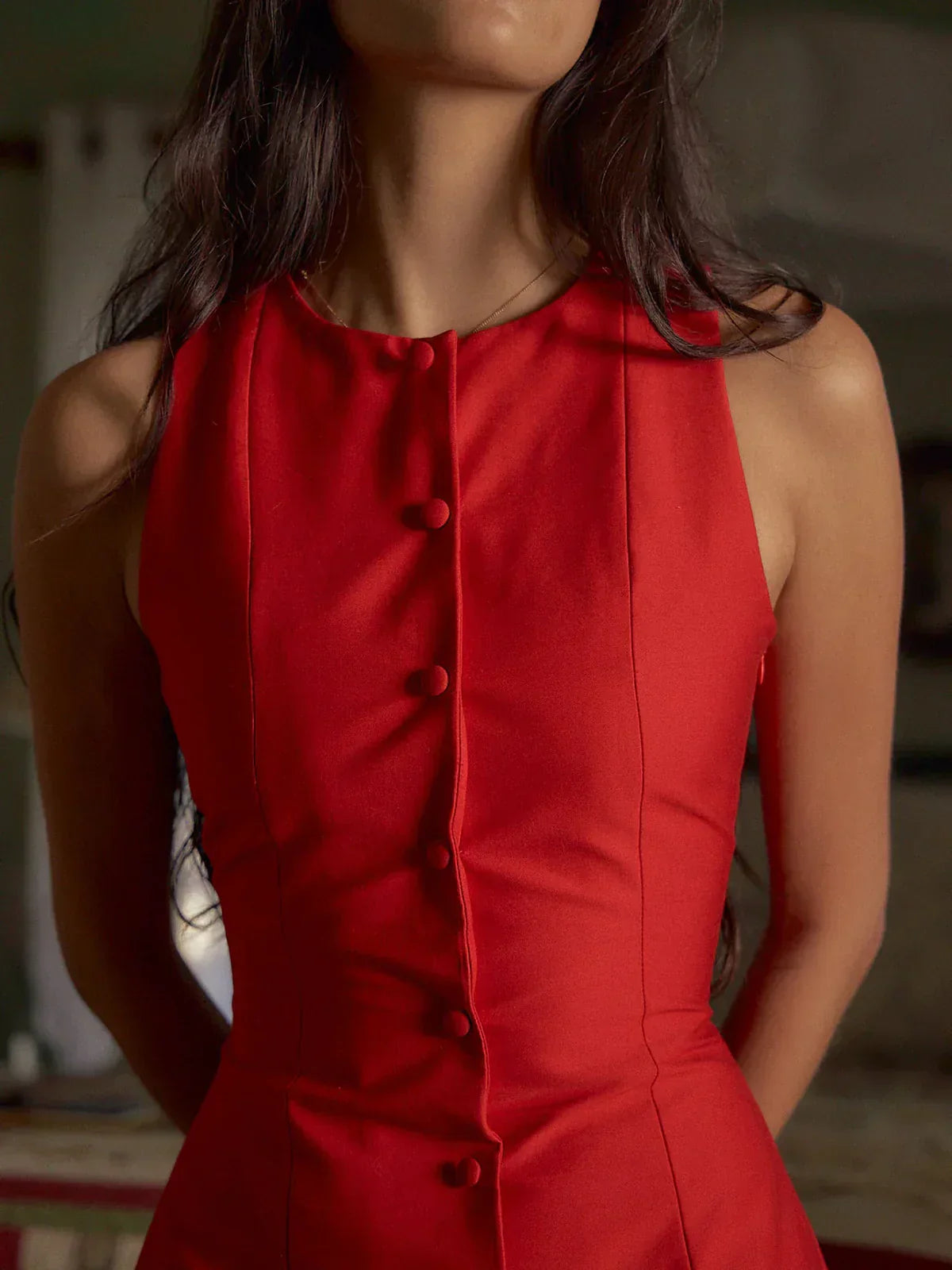 Eva | Sleeveless Button-Front Mini Dress