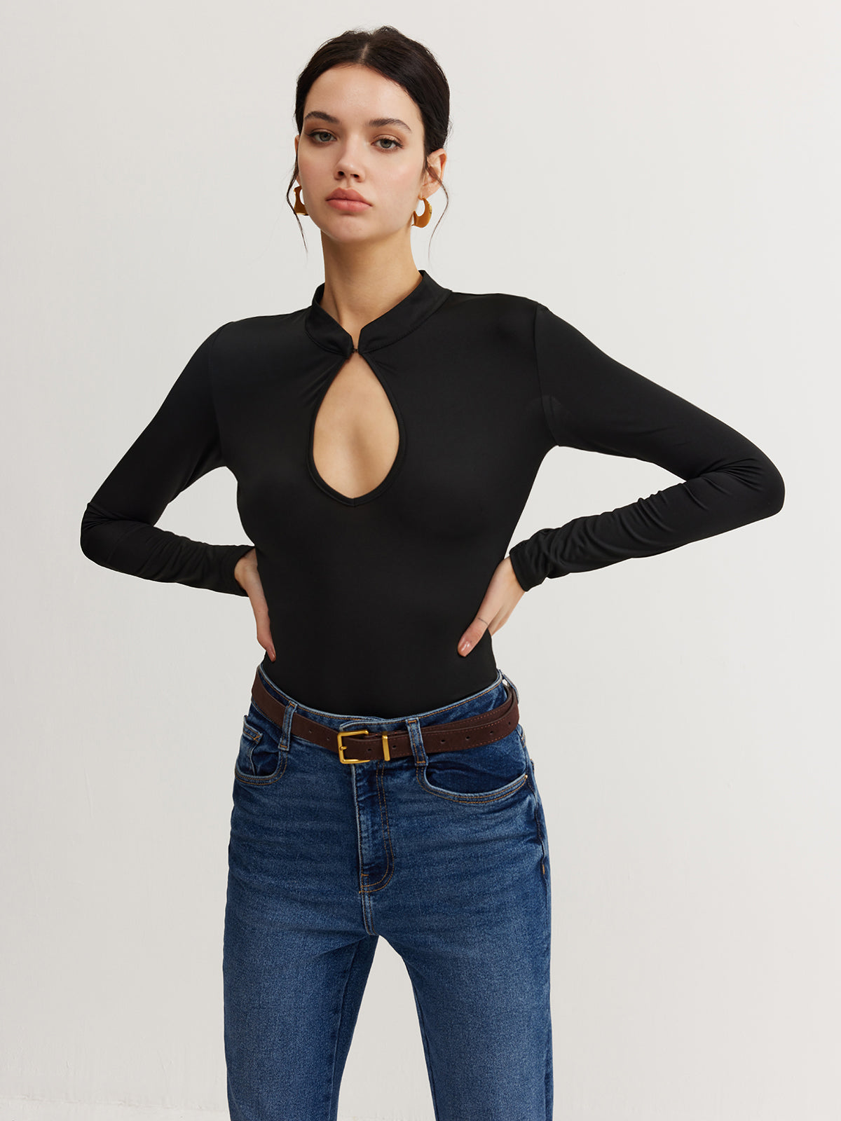 Kelly Keyhole Neckline Thin Bodysuit