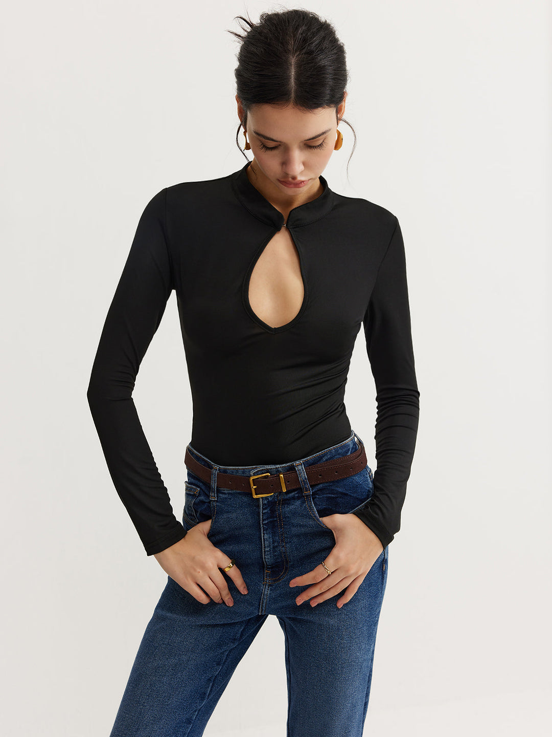 Kelly Keyhole Neckline Thin Bodysuit