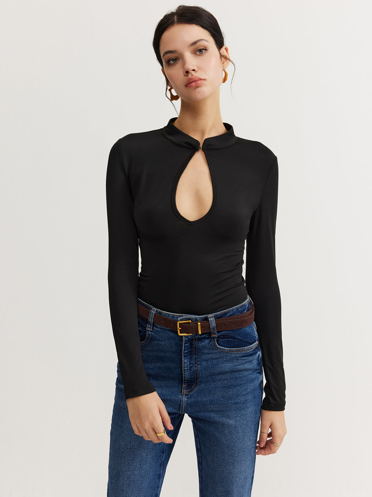 Kelly Keyhole Neckline Thin Bodysuit