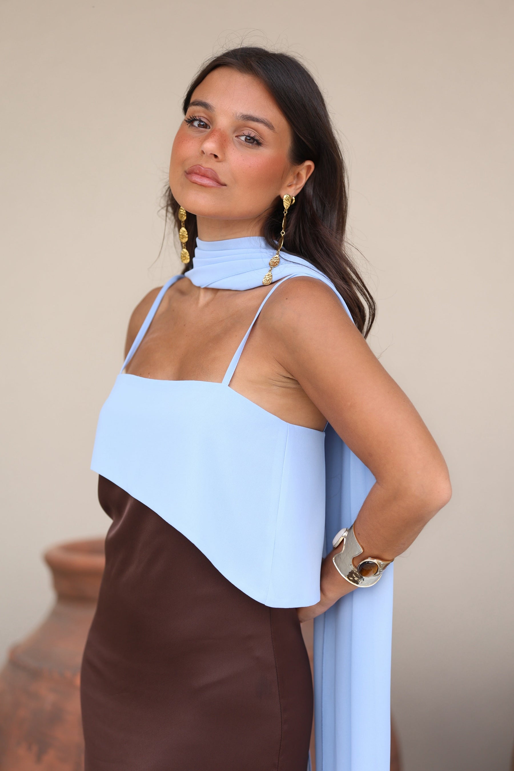Viviana Dress | Brown & Blue