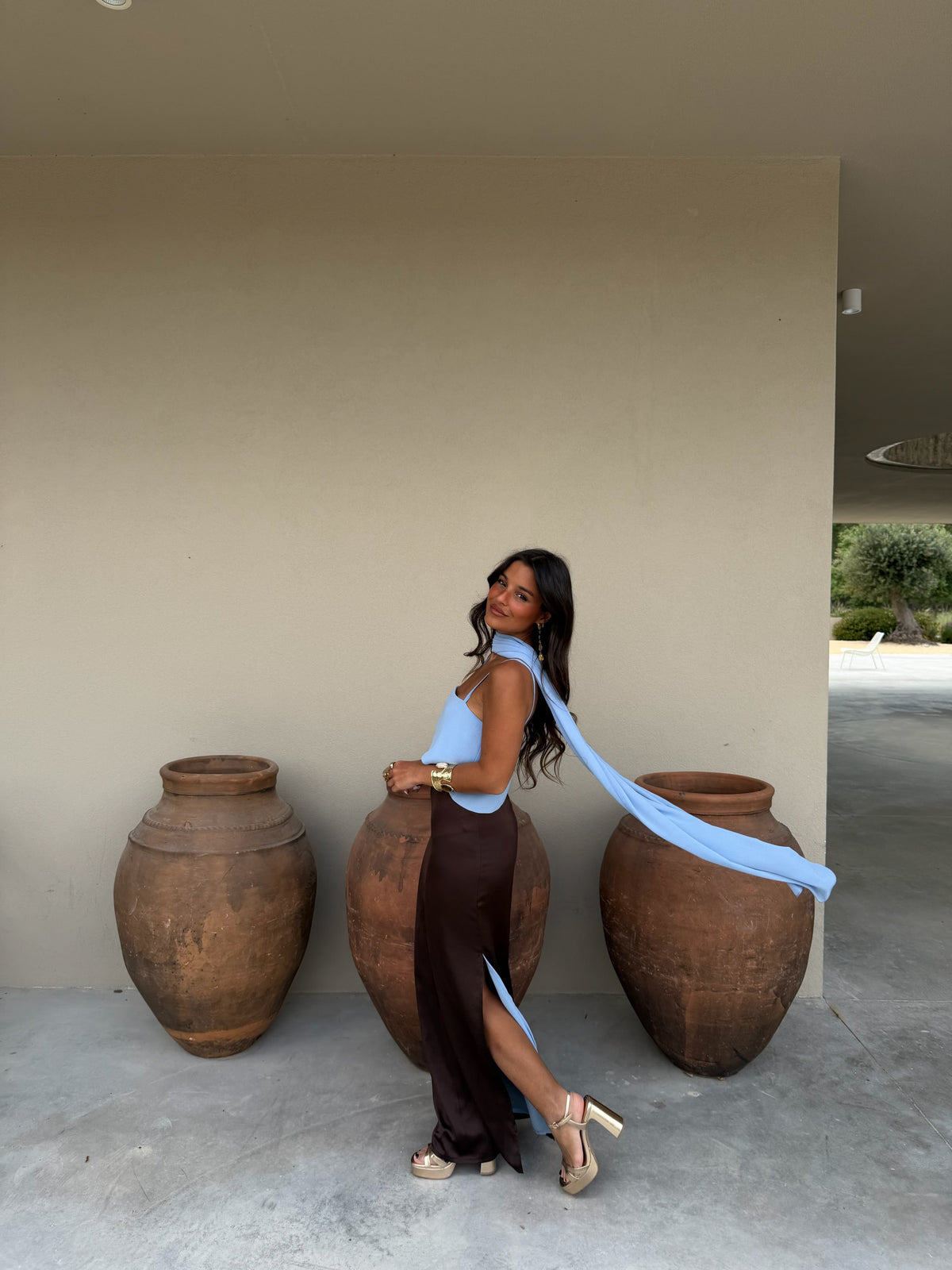 Viviana Dress | Brown & Blue