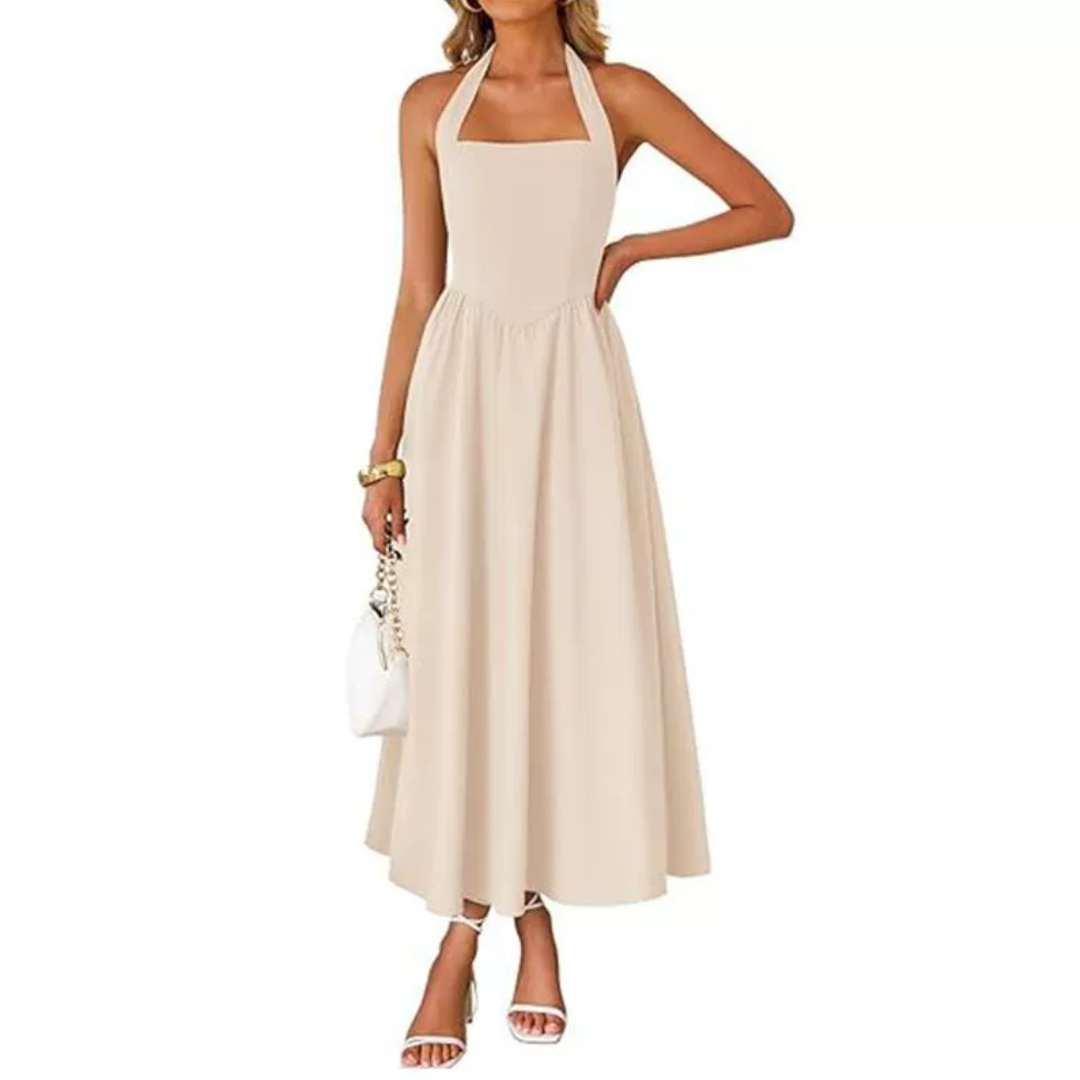 JESSA™ – Sleeveless Halter Ruched Pocket Dress