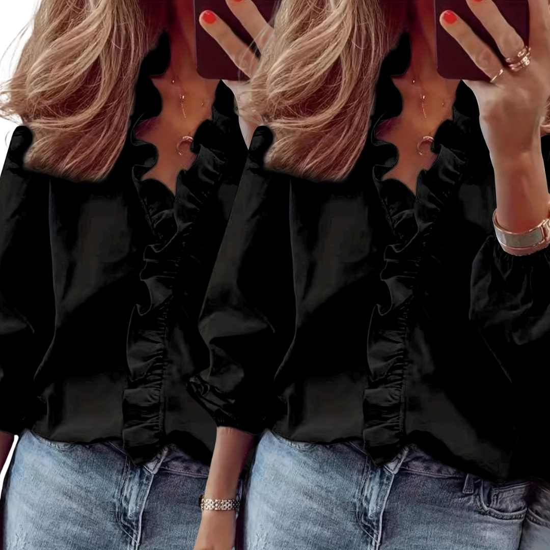 LORELEIT - Timeless V-Neck Blouse with Ruffles