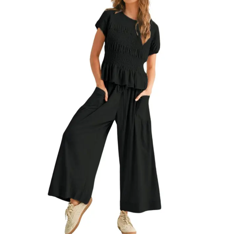 WRENOVA™ – Relaxed Smocked Wide-Leg Lounge Set