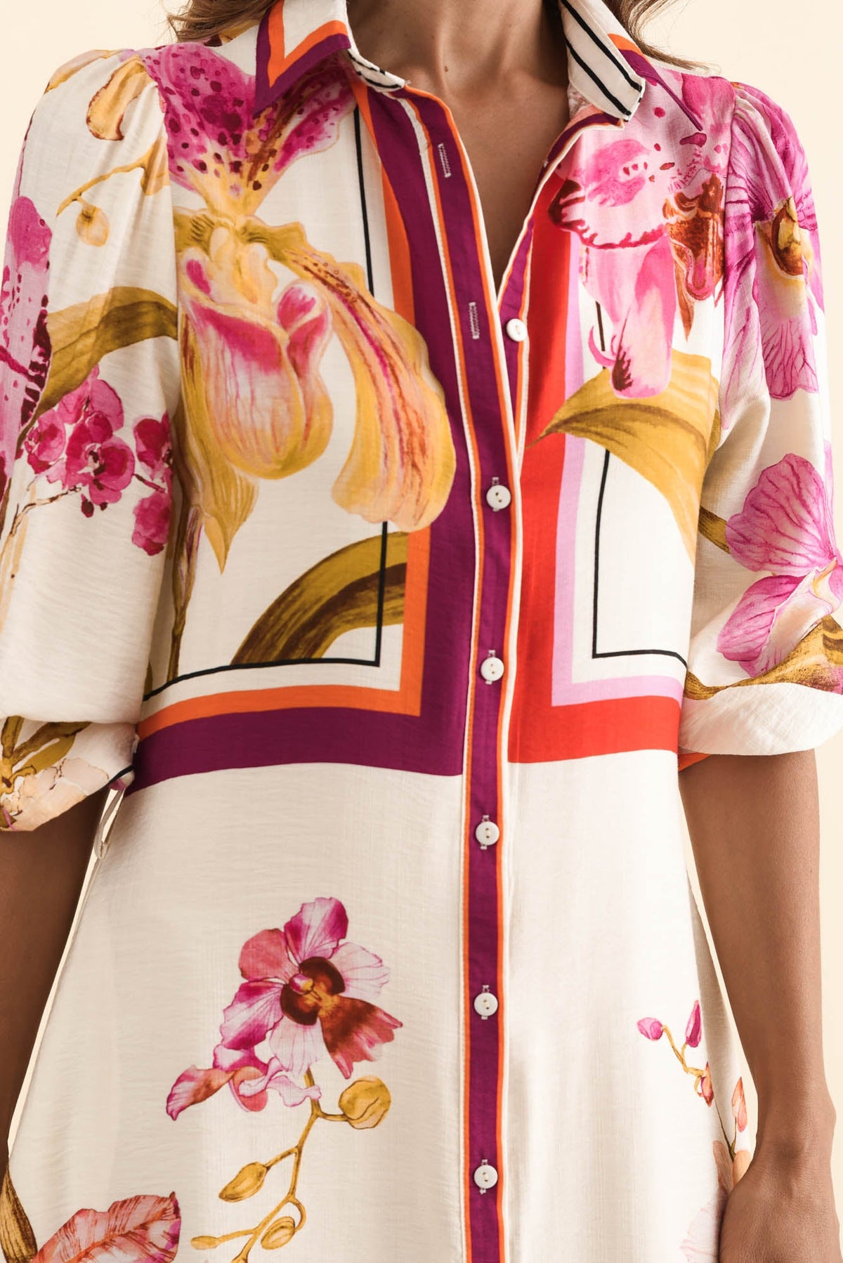 Blythe Cream Floral Shirt Dress