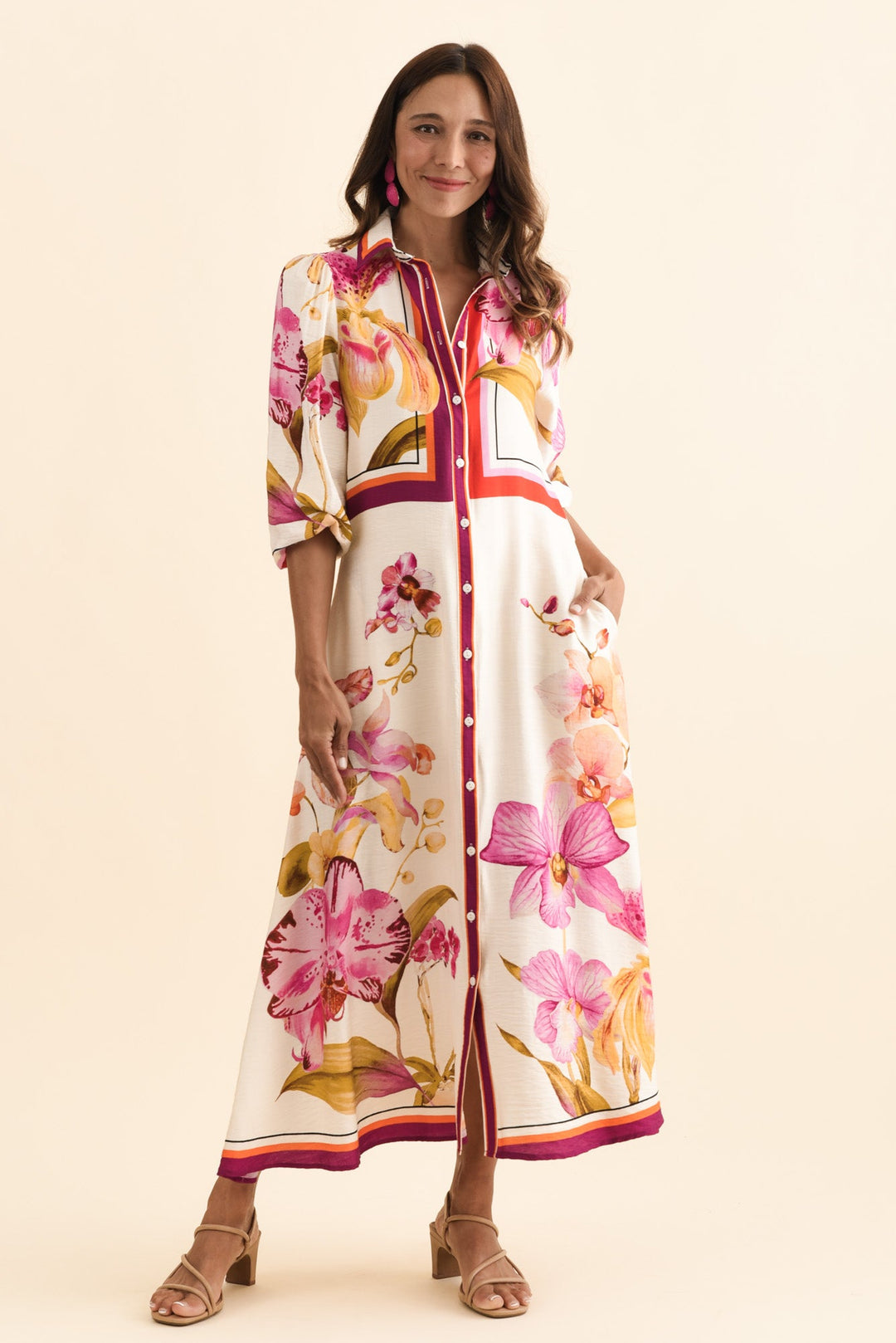 Blythe Cream Floral Shirt Dress
