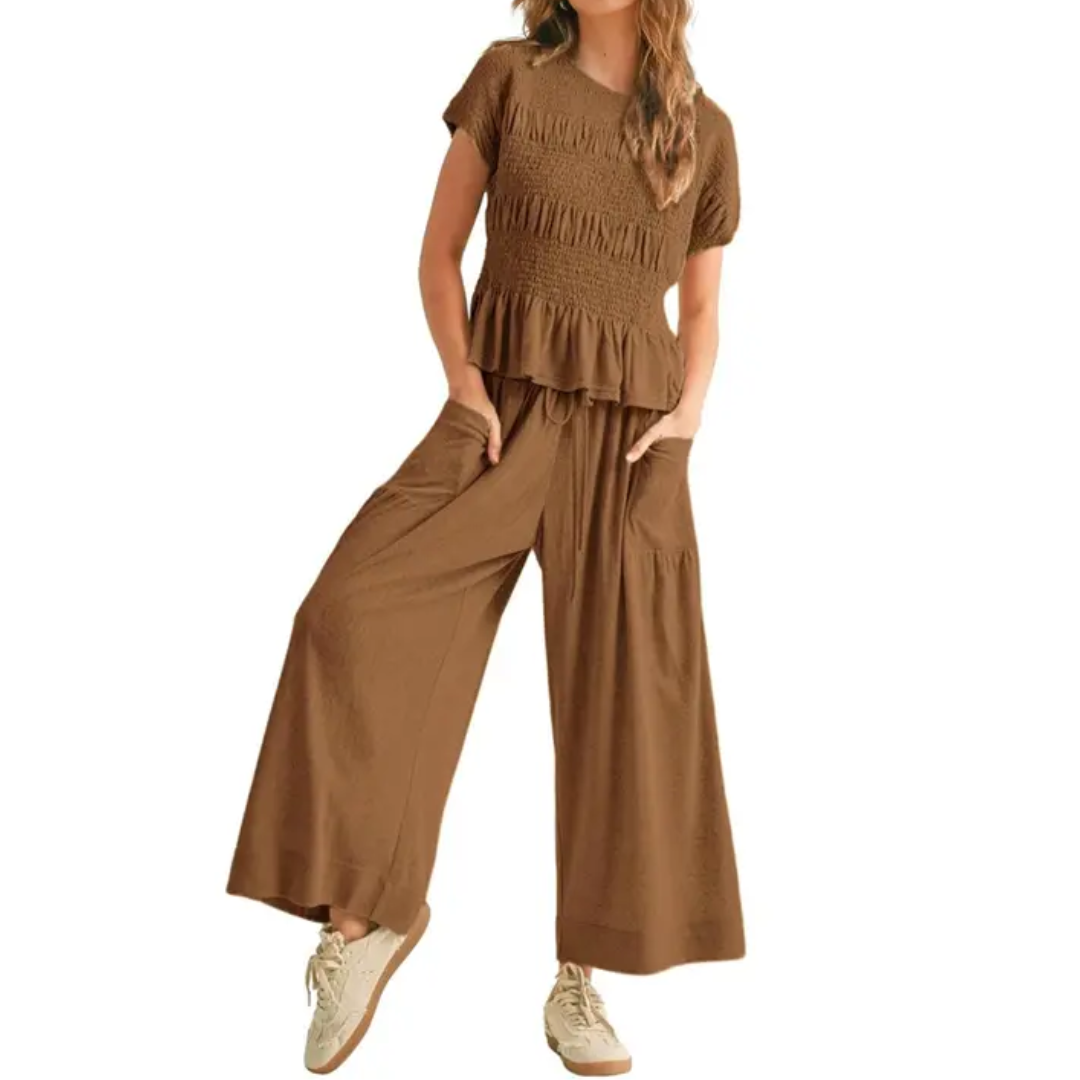 WRENOVA™ – Relaxed Smocked Wide-Leg Lounge Set