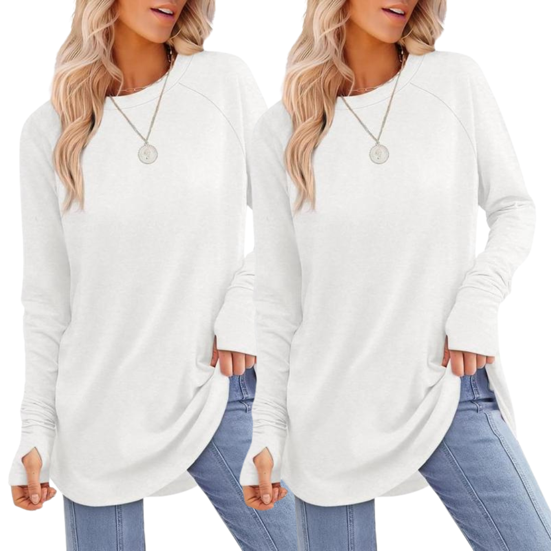 ZARITAT - Cozy Long Sleeve Tunic Shirt