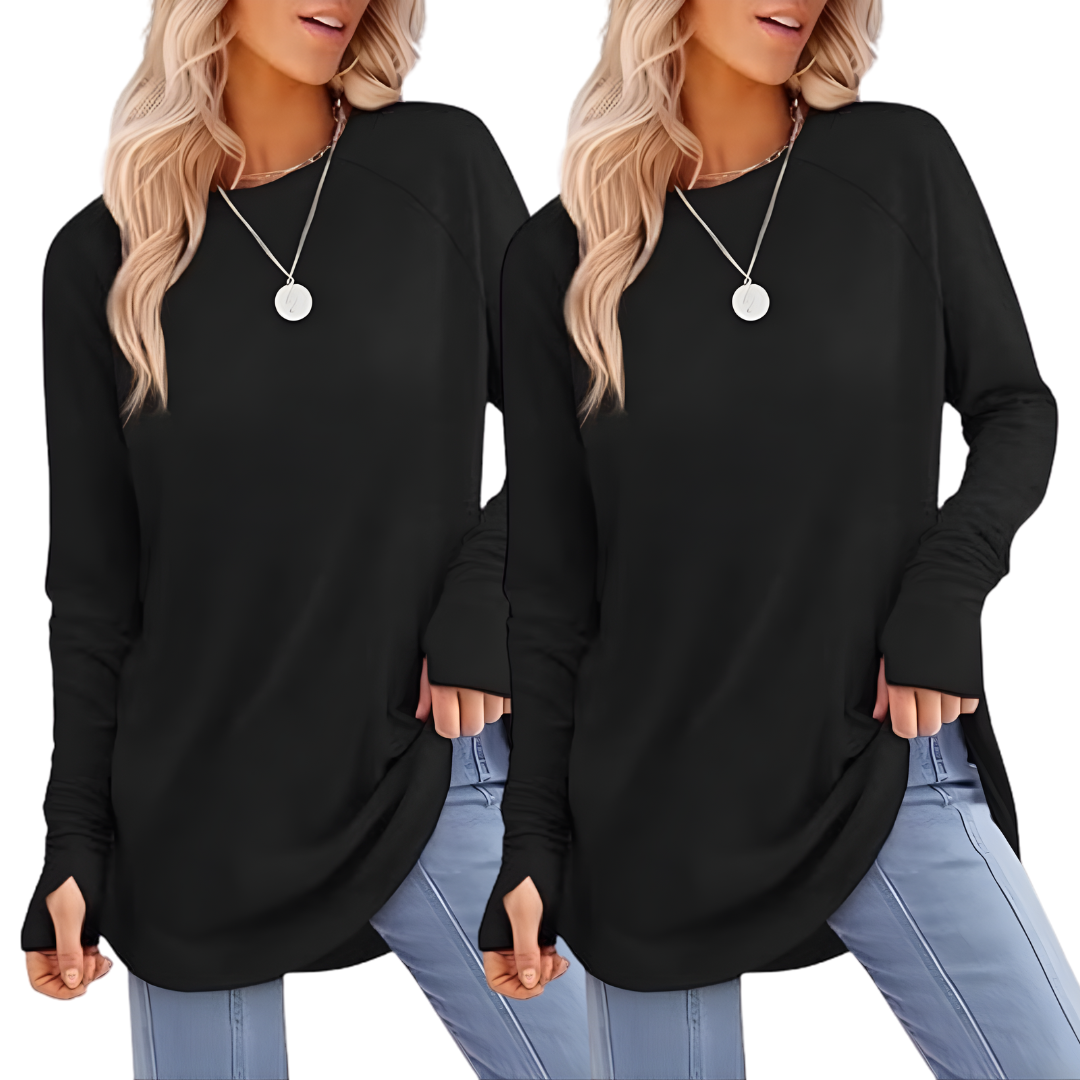 ZARITAT - Cozy Long Sleeve Tunic Shirt