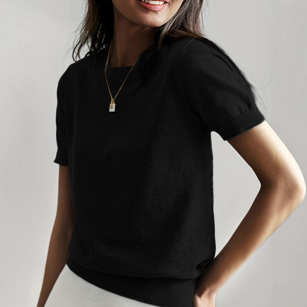 TALLY™ - Casual Short Sleeve Crew Neck Top