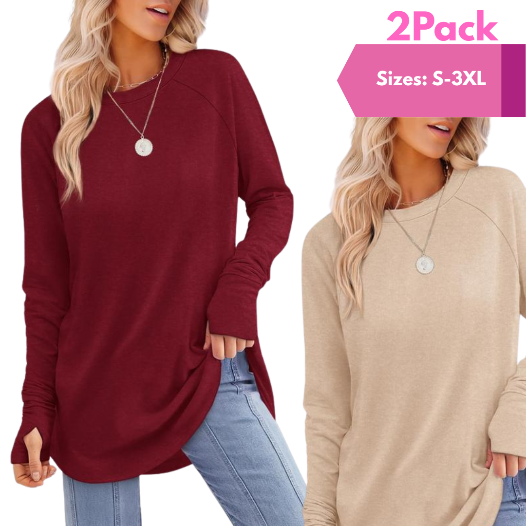 ZARITAT - Cozy Long Sleeve Tunic Shirt