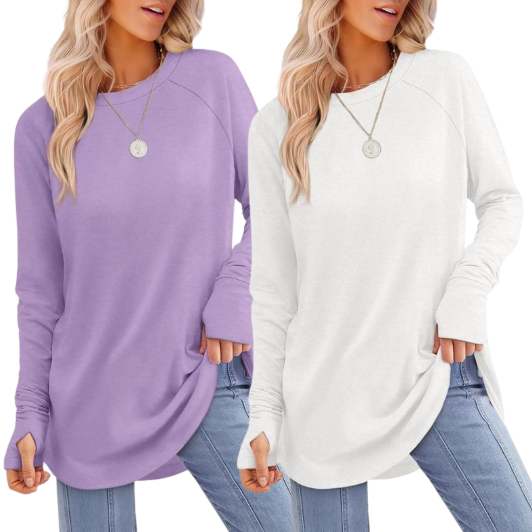 ZARITAT - Cozy Long Sleeve Tunic Shirt