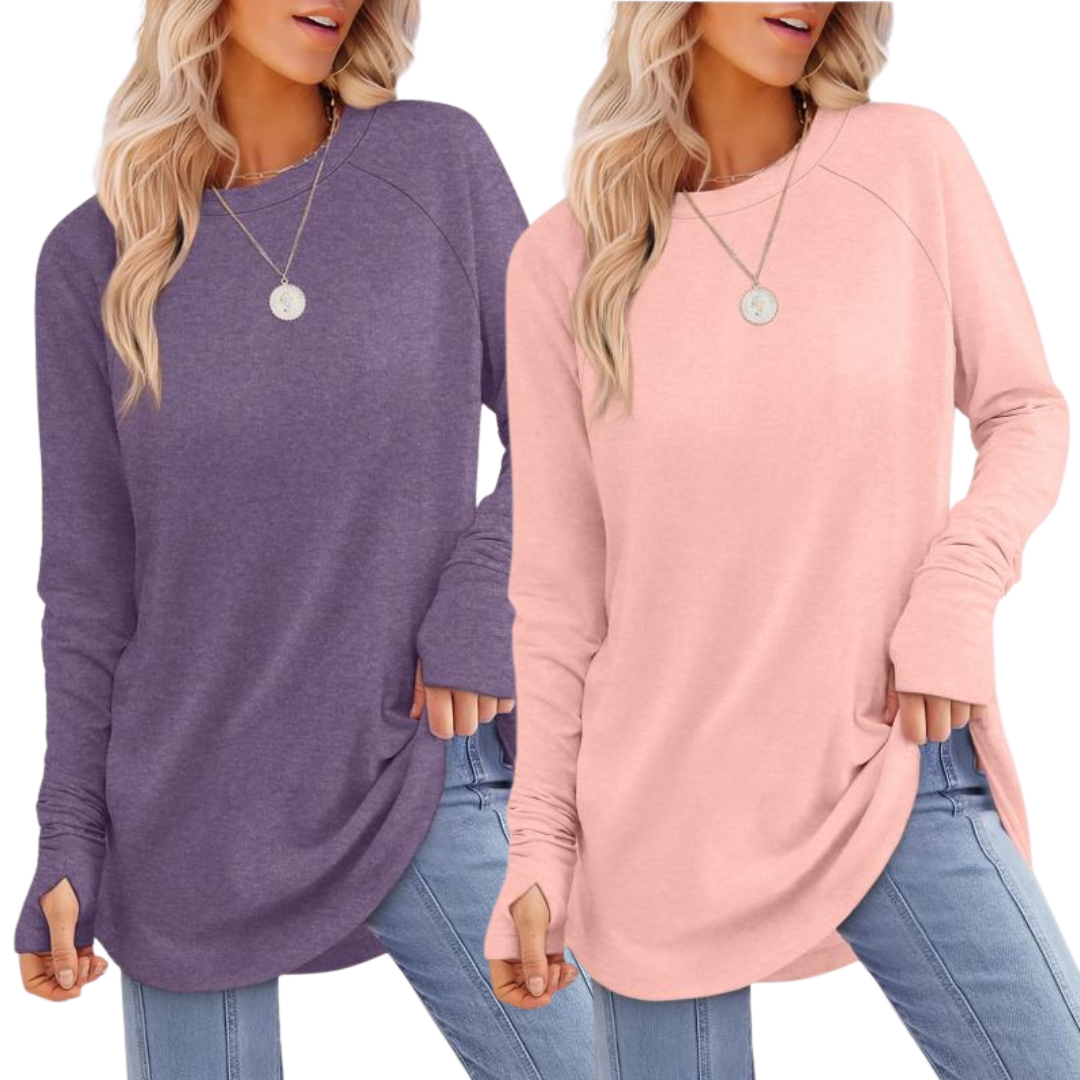 ZARITAT - Cozy Long Sleeve Tunic Shirt