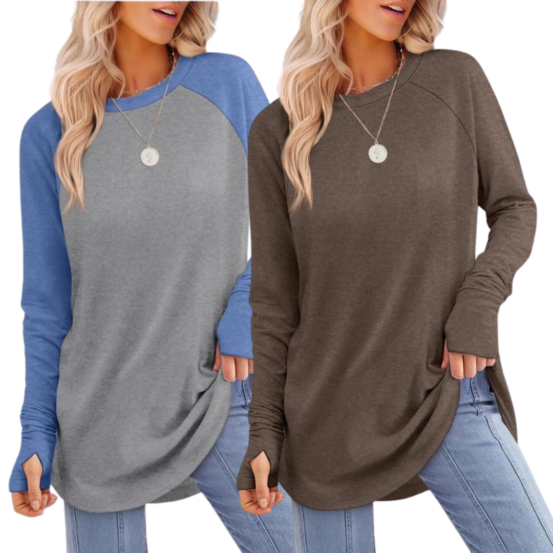 ZARITAT - Cozy Long Sleeve Tunic Shirt