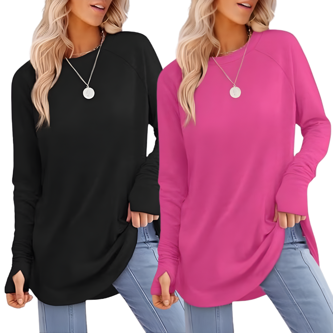 ZARITAT - Cozy Long Sleeve Tunic Shirt