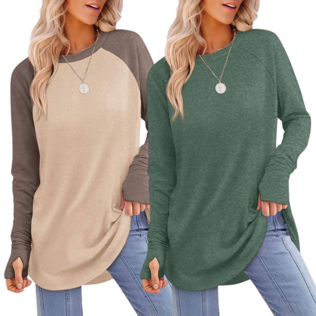 ZARITAT - Cozy Long Sleeve Tunic Shirt