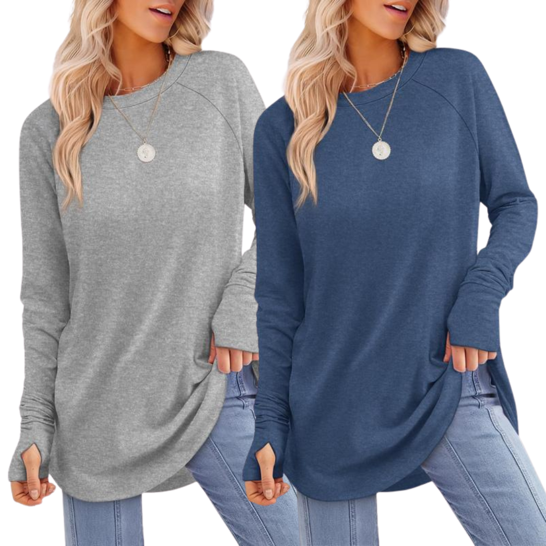 ZARITAT - Cozy Long Sleeve Tunic Shirt