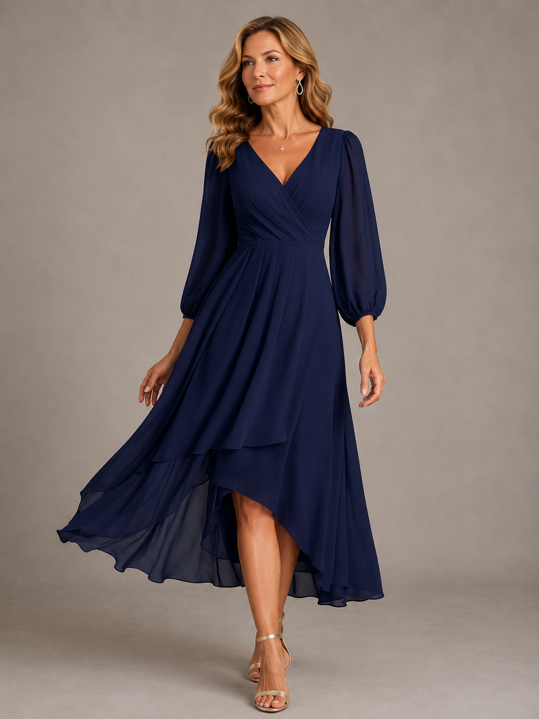 Mia™ - Elegant V-neck Long Dress
