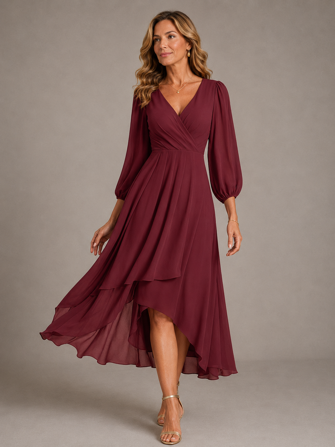 Mia™ - Elegant V-neck Long Dress