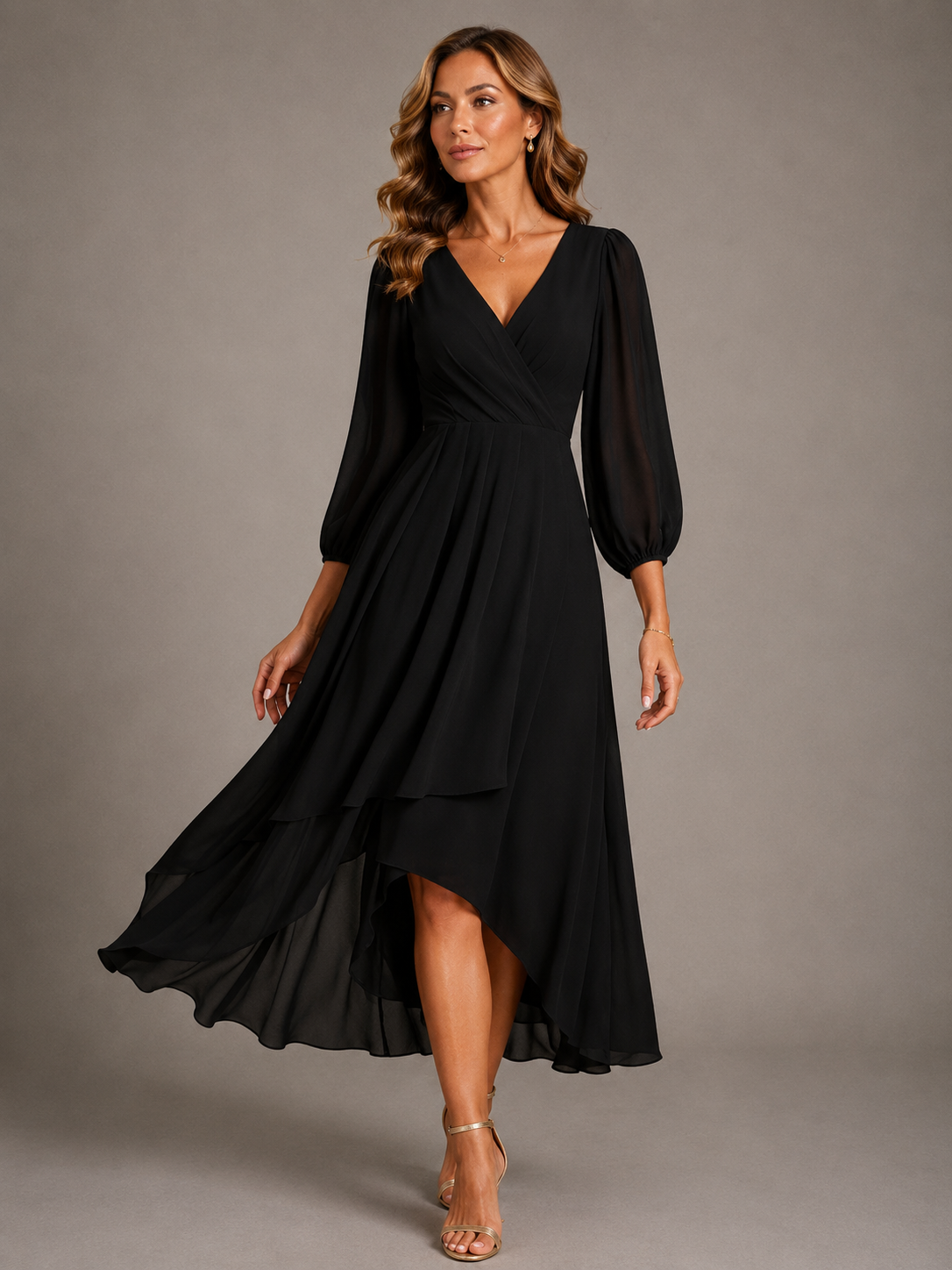 Mia™ - Elegant V-neck Long Dress