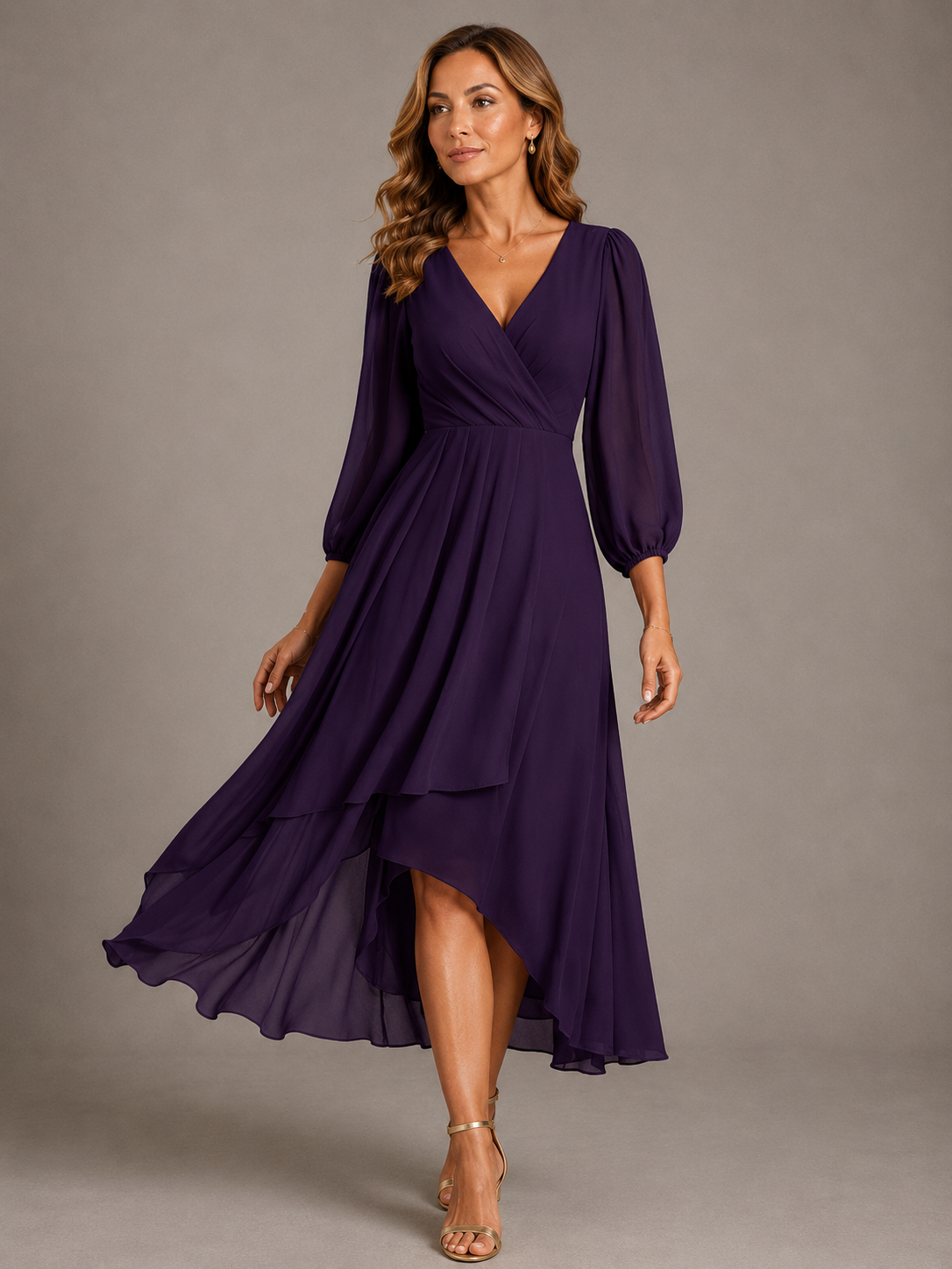 Mia™ - Elegant V-neck Long Dress