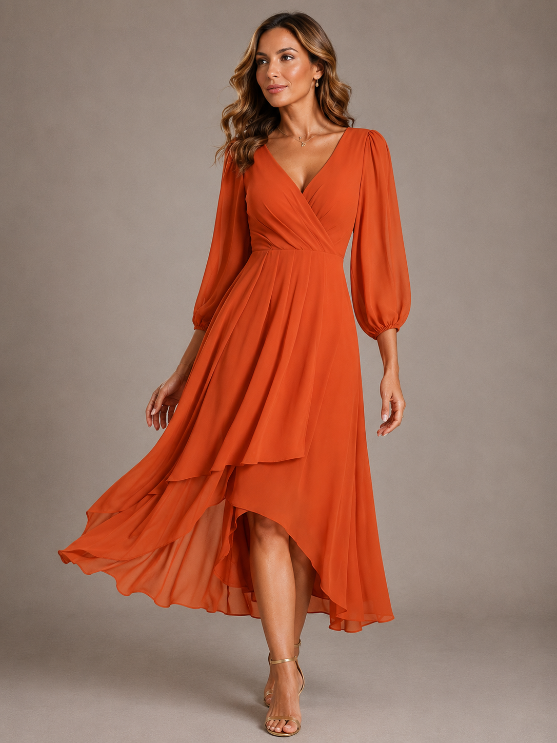 Mia™ - Elegant V-neck Long Dress