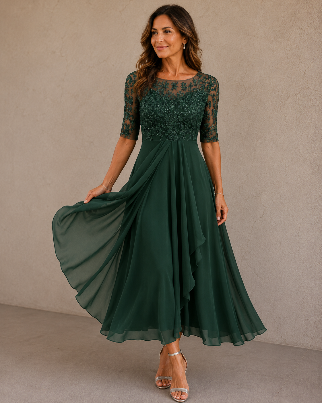 Abella™ | Lace & Chiffon Dress