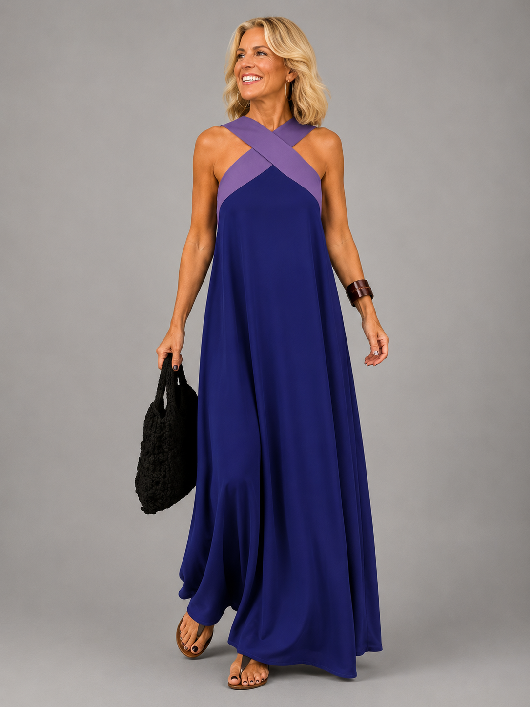 Velora™ - Cross Elegance Maxi Dress
