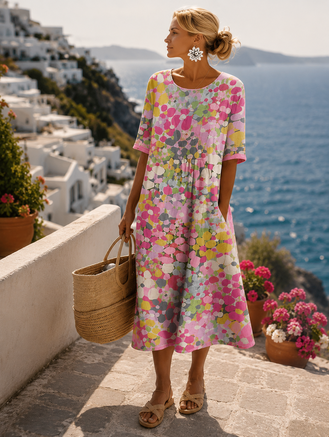 Elena | Lightweight Flowing Floral Midi Dress