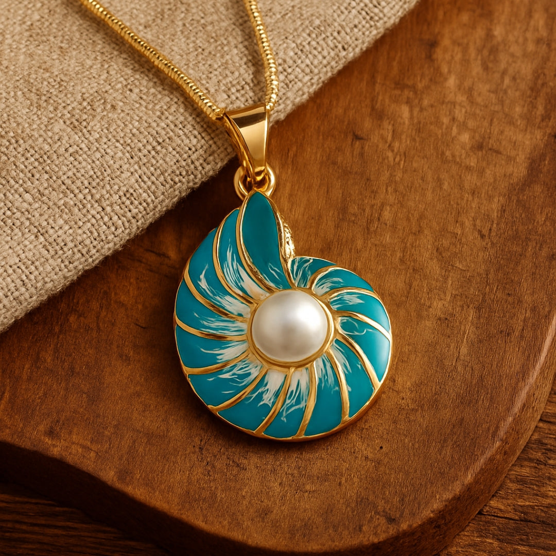 Necklace with Blue Shell Pearl