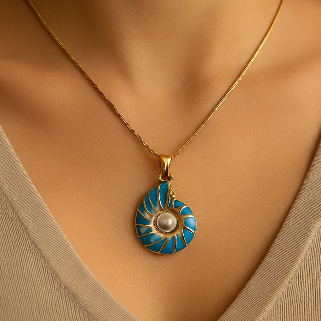 Necklace with Blue Shell Pearl