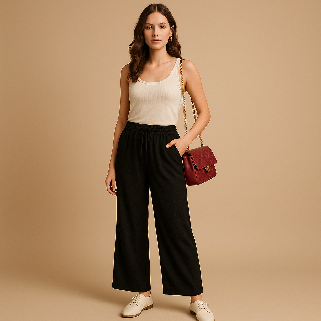 Fleur Women's Lightweight Trousers with Elastic Waistband